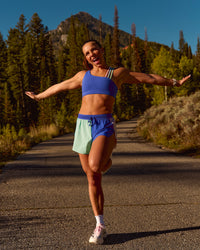 Campaign image of Galvanise Sports Bra 2.0 - Power Cobalt-Prism | Thumbnail Index: 2