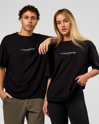 Duo wearing VS6 1% Better FLXCotton Oversize Tee - Black | Model:Leandro | Size:M | Model:Issy | Size:XS | Thumbnail Index: 0