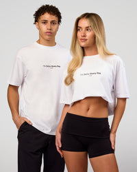 Duo wearing VS6 1% Better FLXCotton Oversize Tee - White | Model:Leandro | Size:M | Model:Issy | Size:XS | Thumbnail Index: 0