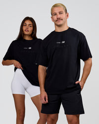Duo wearing Deadly Runners Run Club FLXCotton Oversize Tee - Black | Model:Bella | Size:S | Model:Jaiden | Size:M | Thumbnail Index: 4