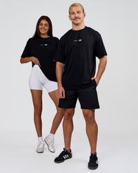 Duo wearing Deadly Runners Run Club FLXCotton Oversize Tee - Black | Model:Bella | Size:S | Model:Jaiden | Size:M | Thumbnail Index: 13