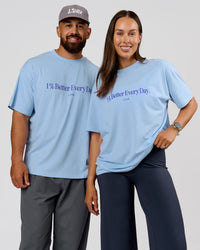 Duo wearing VS6 1% Better Fathers Day FLXCotton Oversized Tee - Open Air | Model:Jess | Size:S | Model:Jordan | Size:XL | Thumbnail Index: 0