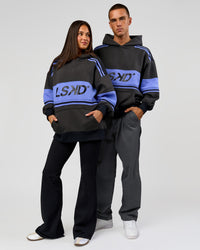 Duo wearing A-Team Oversized Hoodie - Onyx-Bluebell | Model:Bianca | Size:XS | Model:Albert | Size:M | Thumbnail Index: 1