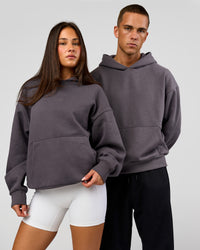 Duo wearing Base Oversized Hoodie - Duskstone | Model:Bianca | Size:XS | Model:Albert | Size:M | Thumbnail Index: 0