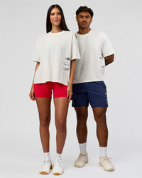 Duo wearing Greatest of All Time Heavyweight FLXCotton Boxed Tee - Off White Washed | Model:Rhiley| Size:XS | Model:Xav | Size:L | Thumbnail Index: 1