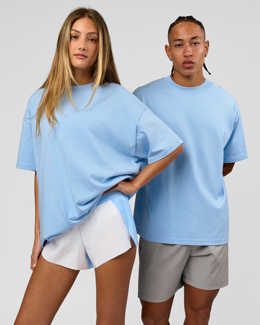 Duo wearing Strong is Beautiful Heavyweight Oversized Tee - Open Air | Model:Georgia | Size:XS | Model:Malebo | Size:M - view 6