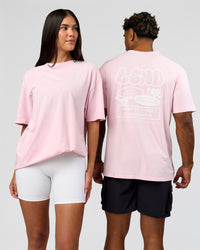 Duo wearing Dare To Think FLXCotton Tee Oversize - Marshmallow Washed-White | Model:Rhiley | Size:XS | Model:Xav | Size:L | Thumbnail Index: 0
