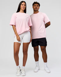 Duo wearing Dare To Think FLXCotton Tee Oversize - Marshmallow Washed-White | Model:Rhiley | Size:XS | Model:Xav | Size:L | Thumbnail Index: 6