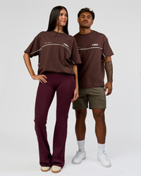 Duo wearing Inline Heavyweight FLXCotton Oversized Tee - Hot Chocolate-Off White | Model:Rhiley | Size:XS | Model:Xav | Size:L | Thumbnail Index: 7