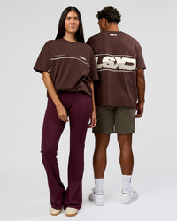 Duo wearing Inline Heavyweight FLXCotton Oversized Tee - Hot Chocolate-Off White | Model:Rhiley | Size:XS | Model:Xav | Size:L | Thumbnail Index: 10