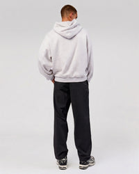 Man wearing Varsity Boxy Hoodie - Silver Marl-Future Navy | Model:Albert | Size:L | Thumbnail Index: 4