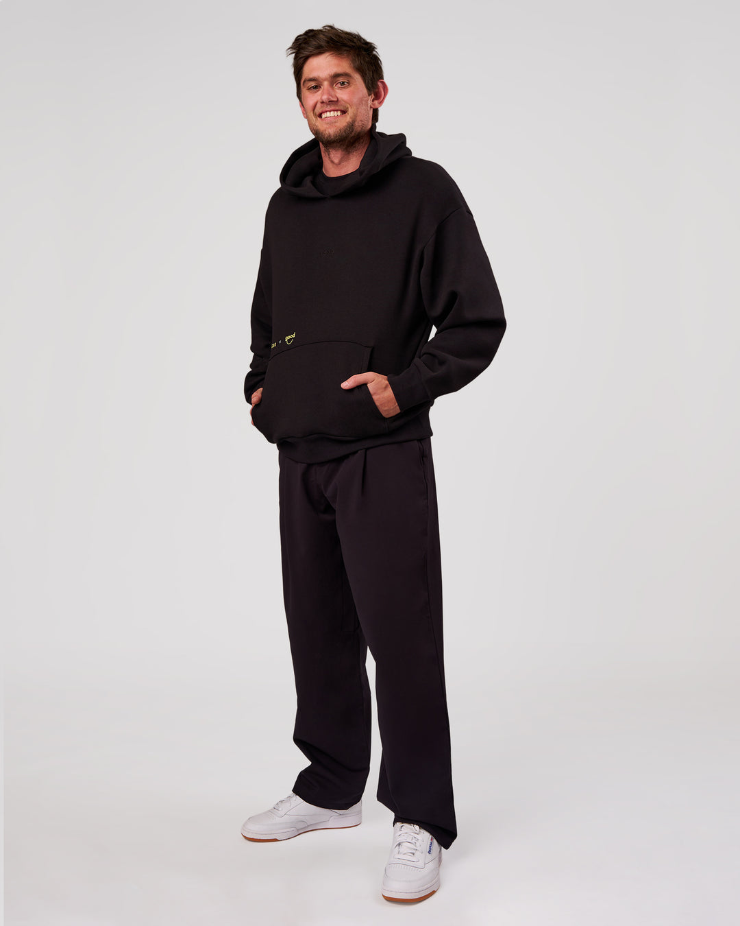 Man wearing TGHF X LSKD 26 Oversized Hoodie - Black | Model:Cooper | Size:L - view 11