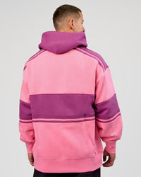 Man wearing A-Team Oversized Hoodie - Candy Pink-Boysenberry | Model:Jaiden | Size:L | Thumbnail Index: 3