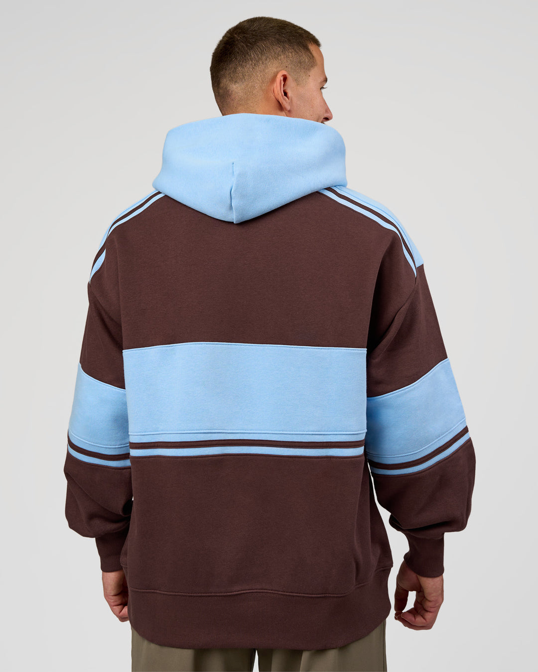 Man wearing A-Team Oversized Hoodie - Hot Chocolate-Open Air | Model:Jaiden | Size:L - view 6