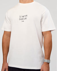 Man wearing Andrew J. Steel x LSKD Heavyweight FLXCotton Oversized Tee - White | Model:Jaiden | Size:L | Thumbnail Index: 2