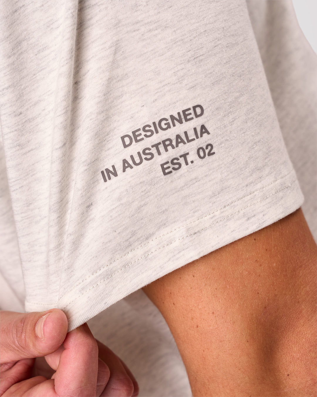 Man wearing Hybrid Elements Heavyweight FLXCotton Oversized Tee  - Silver Marl | Model:Jaiden | Size:L - view 13