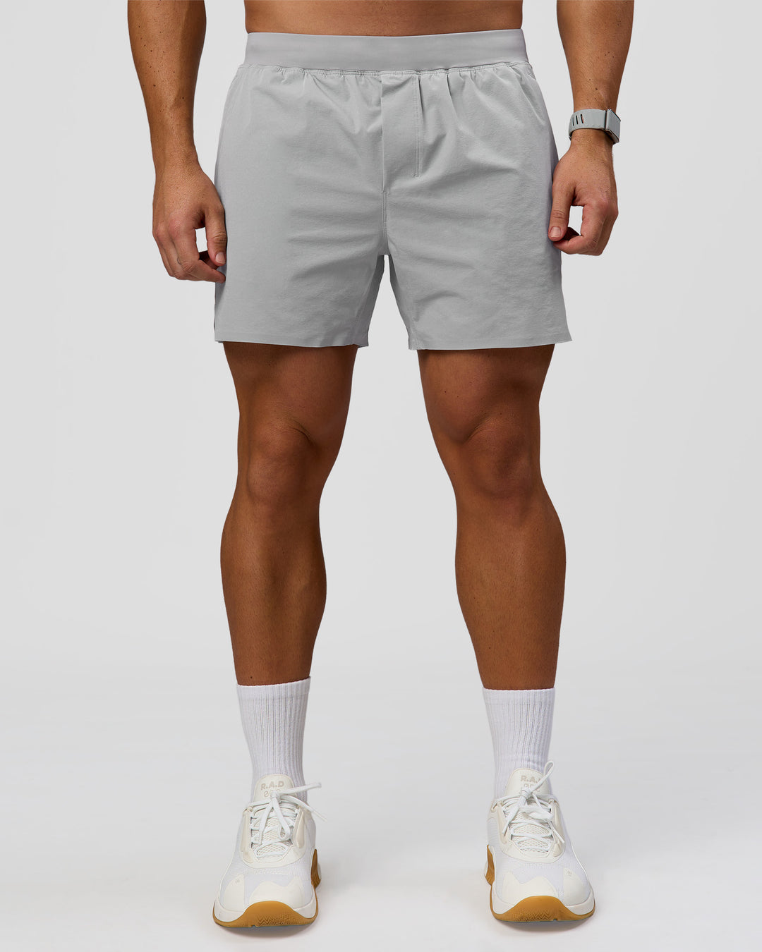 Man wearing Hybrid Lined 5" Short - Alloy | Model:Jaiden | Size:L - view 8