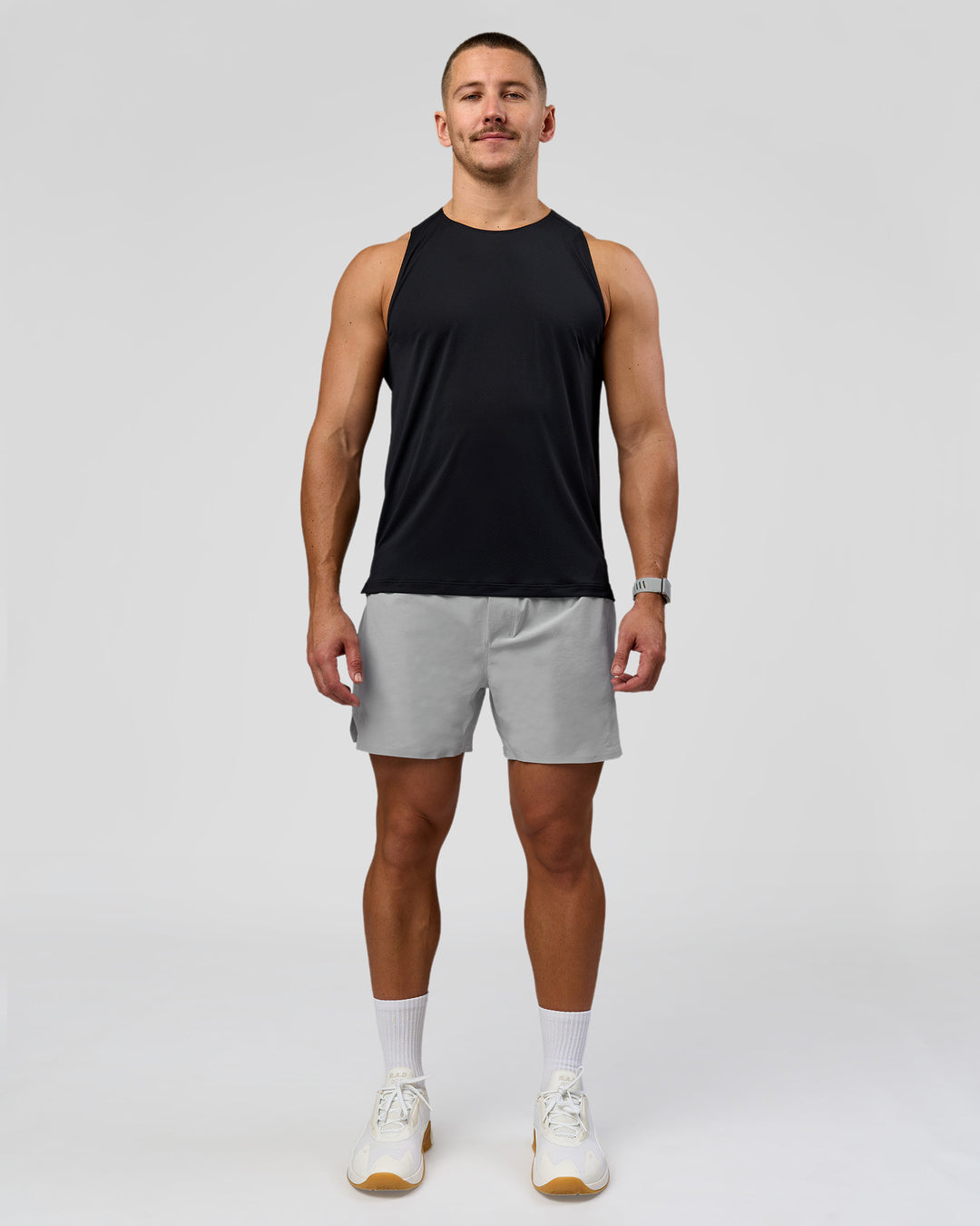 Man wearing Hybrid Lined 5" Short - Alloy | Model:Jaiden | Size:L - view 9