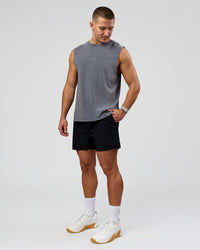 Man wearing Hybrid Lined 5" Short - Black-Reflective | Model:Jaiden | Size:L | Thumbnail Index: 6