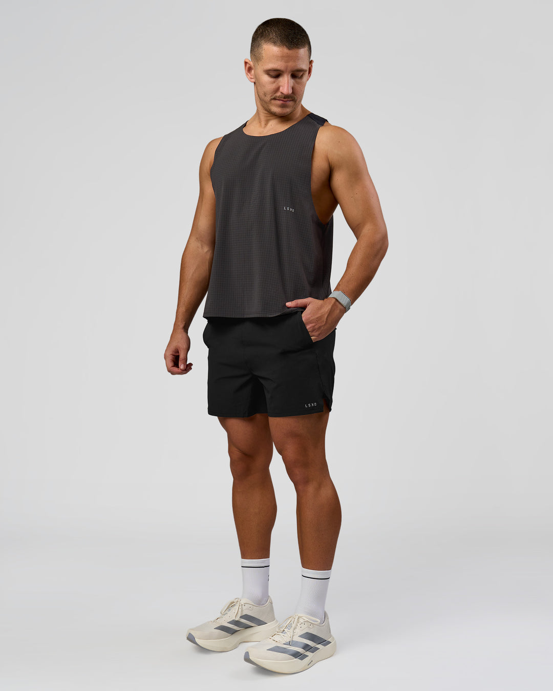 Man wearing Pace 5" Lined Ripstop Short - Black | Model:Jaiden | Size:L - view 4