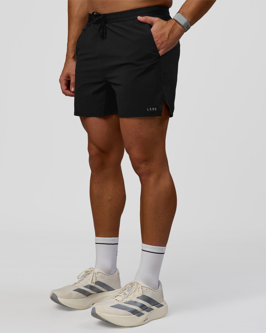 Man wearing Pace 5" Lined Ripstop Short - Black | Model:Jaiden | Size:L - view 7