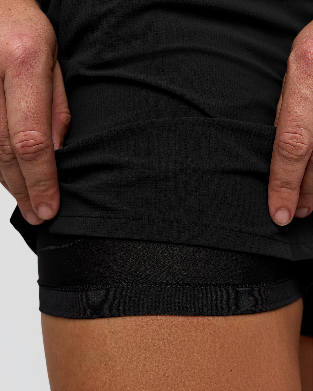 Man wearing Pace 5" Lined Ripstop Short - Black | Model:Jaiden | Size:L - view 9