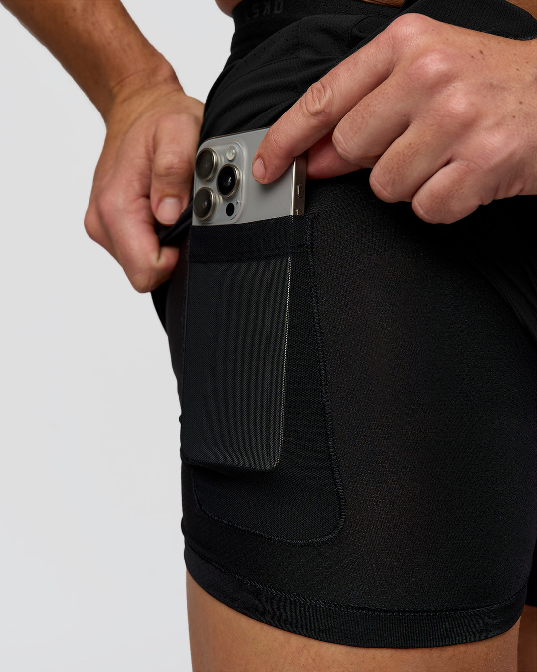 Man wearing Pace 5" Lined Ripstop Short - Black | Model:Jaiden | Size:L - view 5