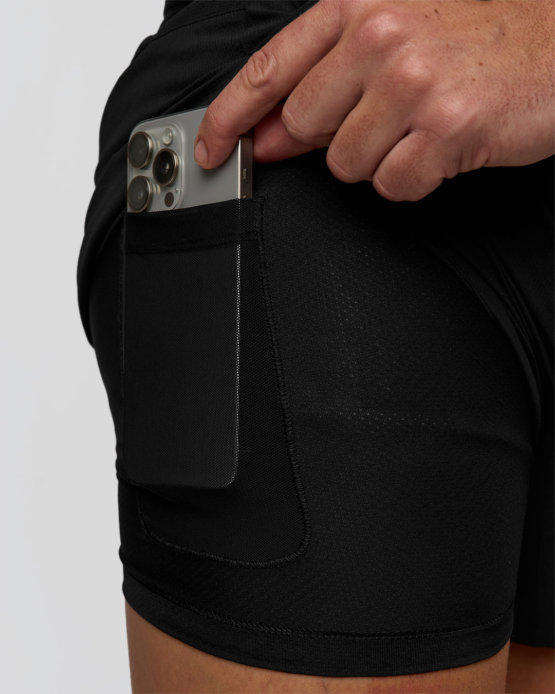 Man wearing Pace 5" Lined Ripstop Short - Black | Model:Jaiden | Size:L - view 11
