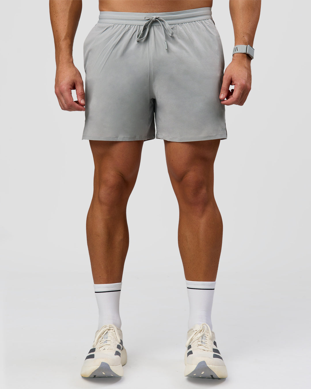 Man wearing Pace 5" Lined Running Short - Alloy | Model:Jaiden | Size:L - view 7
