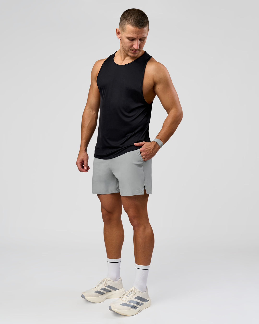 Man wearing Pace 5" Lined Running Short - Alloy | Model:Jaiden | Size:L - view 19