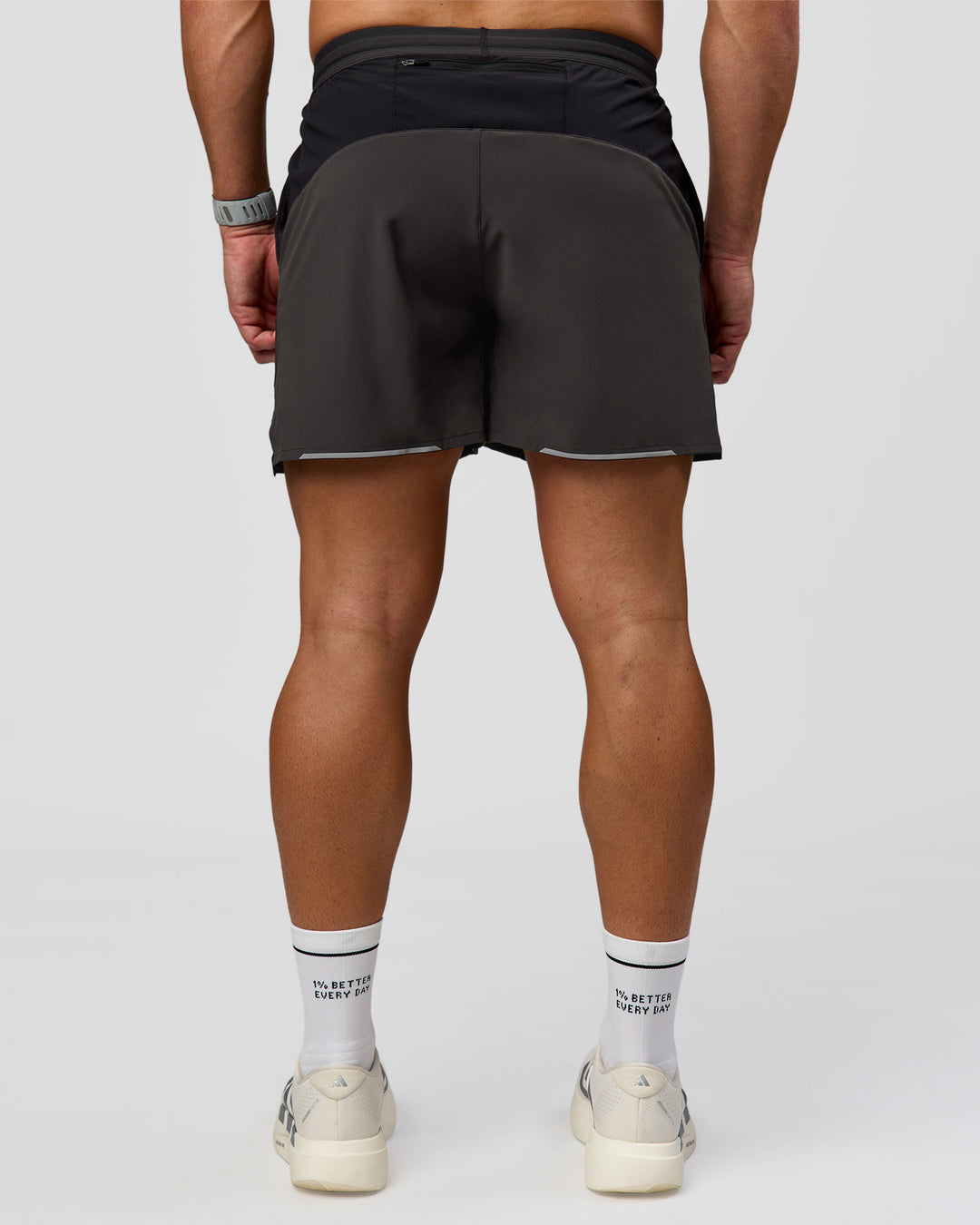 Man wearing Pace 5" Lined Running Short - Black-Onyx | Model:Jaiden | Size:L - view 2