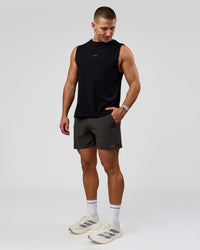 Man wearing Pace 5" Lined Running Short - Black-Onyx | Model:Jaiden | Size:L | Thumbnail Index: 7