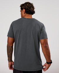 Man wearing Base FLXCotton Tee Oversized - Dark Storm Washed | Model:Xav | Size:L | Thumbnail Index: 2