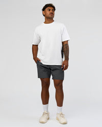 Man wearing Clear Vision Heavyweight FLXCotton Oversized Tee - White-Black | Model:Xav | Size:L | Thumbnail Index: 4