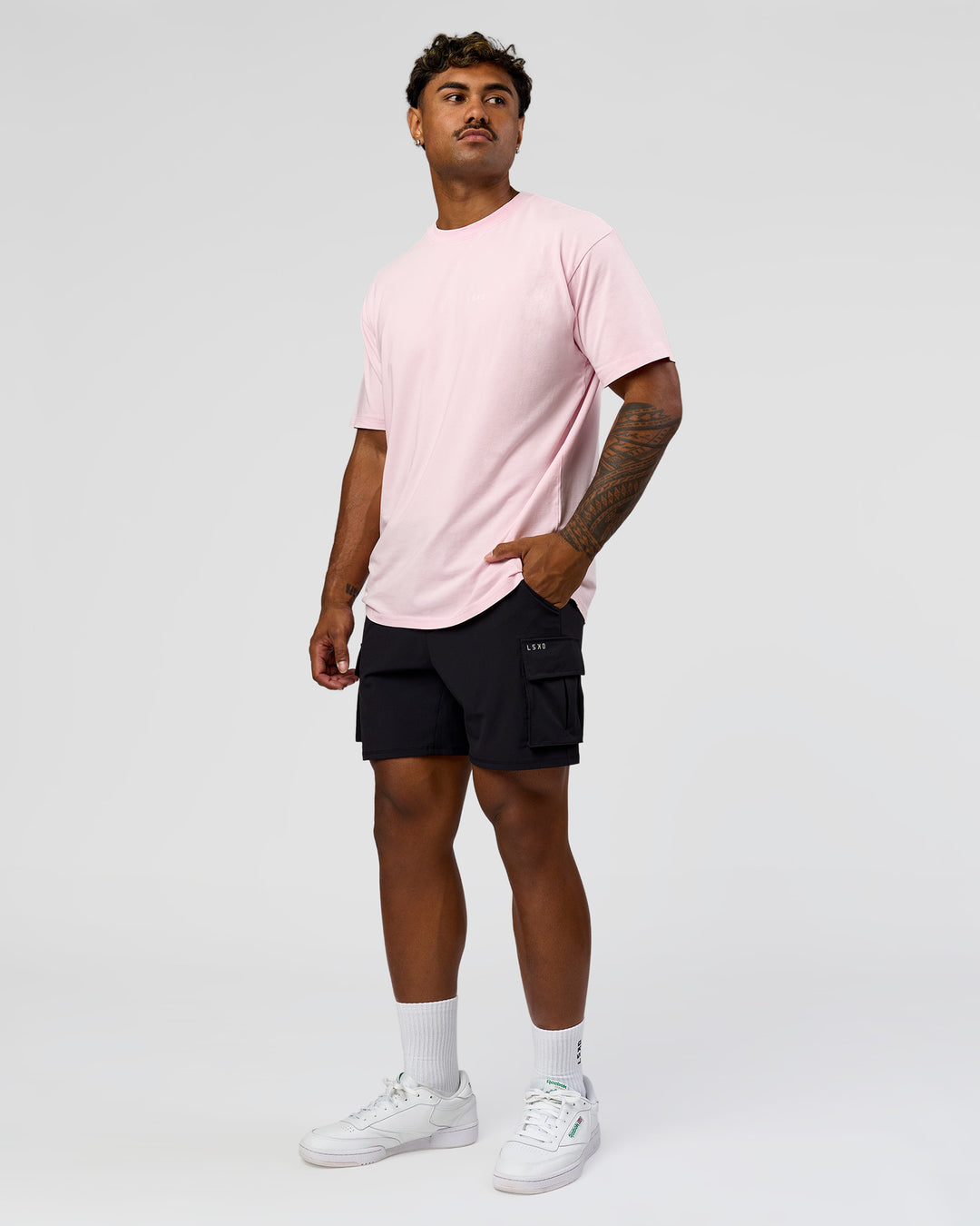 Man wearing Dare To Think FLXCotton Tee Oversize - Marshmallow Washed-White | Model:Xav | Size:L - view 13
