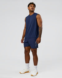Man wearing Greatest of All Time Functional Training 7" Short - Future Navy-White | Model:Xav | Size:L | Thumbnail Index: 9