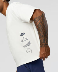 Man wearing Greatest of All Time Heavyweight FLXCotton Boxed Tee - Off White Washed | Model:Xav | Size:L | Thumbnail Index: 5