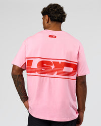 Man wearing Inline Heavyweight FLXCotton Oversized Tee - Pink Rose-Flame | Model:Xav | Size:L | Thumbnail Index: 1