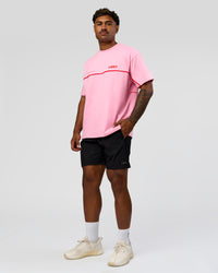 Man wearing Inline Heavyweight FLXCotton Oversized Tee - Pink Rose-Flame | Model:Xav | Size:L | Thumbnail Index: 16