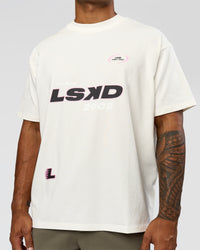 Man wearing League Heavyweight FLXCotton Oversized Tee - Off White-Ground Coffee | Model:Xav | Size:L | Thumbnail Index: 7