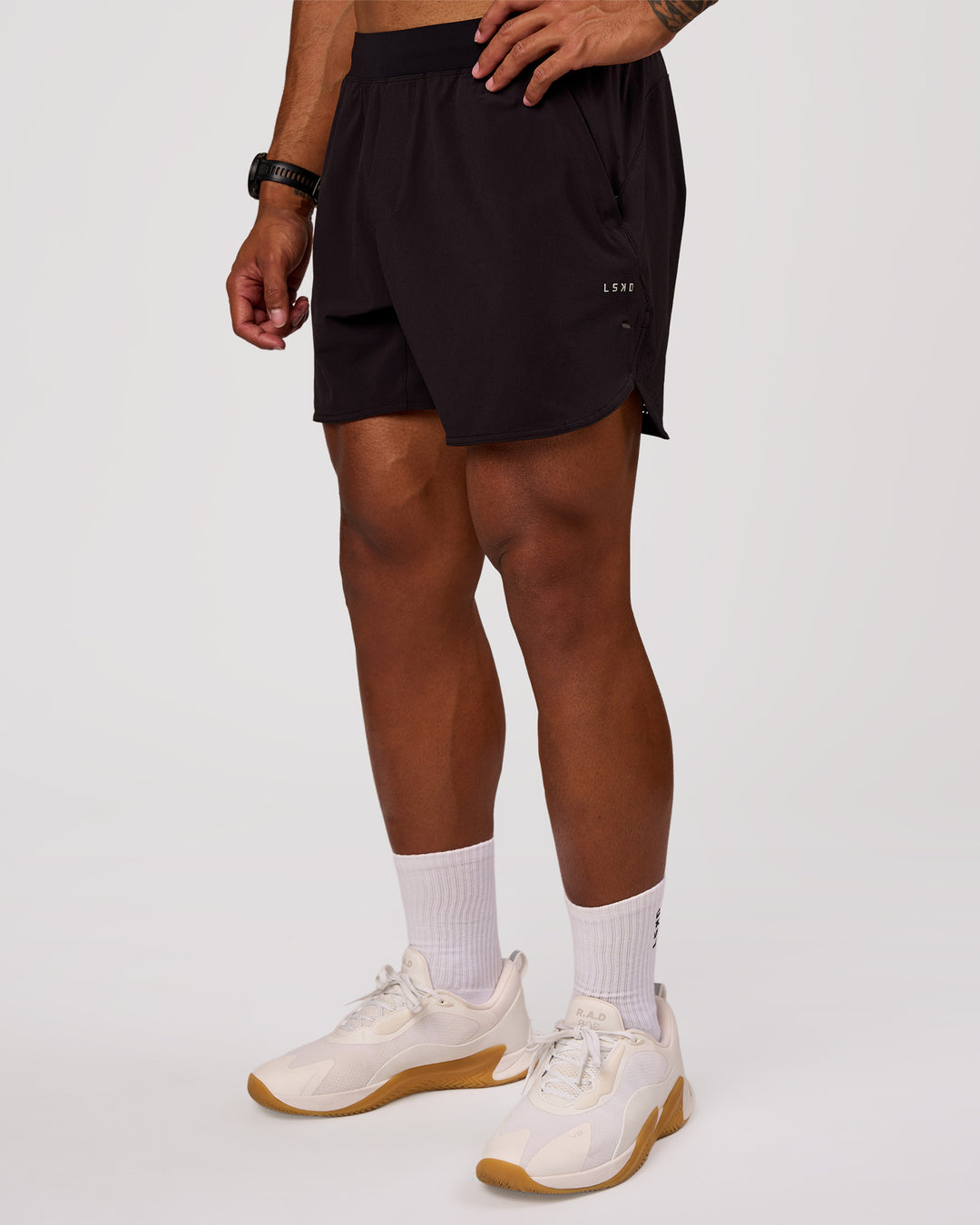 Man wearing Lift 6" Short - Black-Reflective | Model:Xav | Size:L - view 5