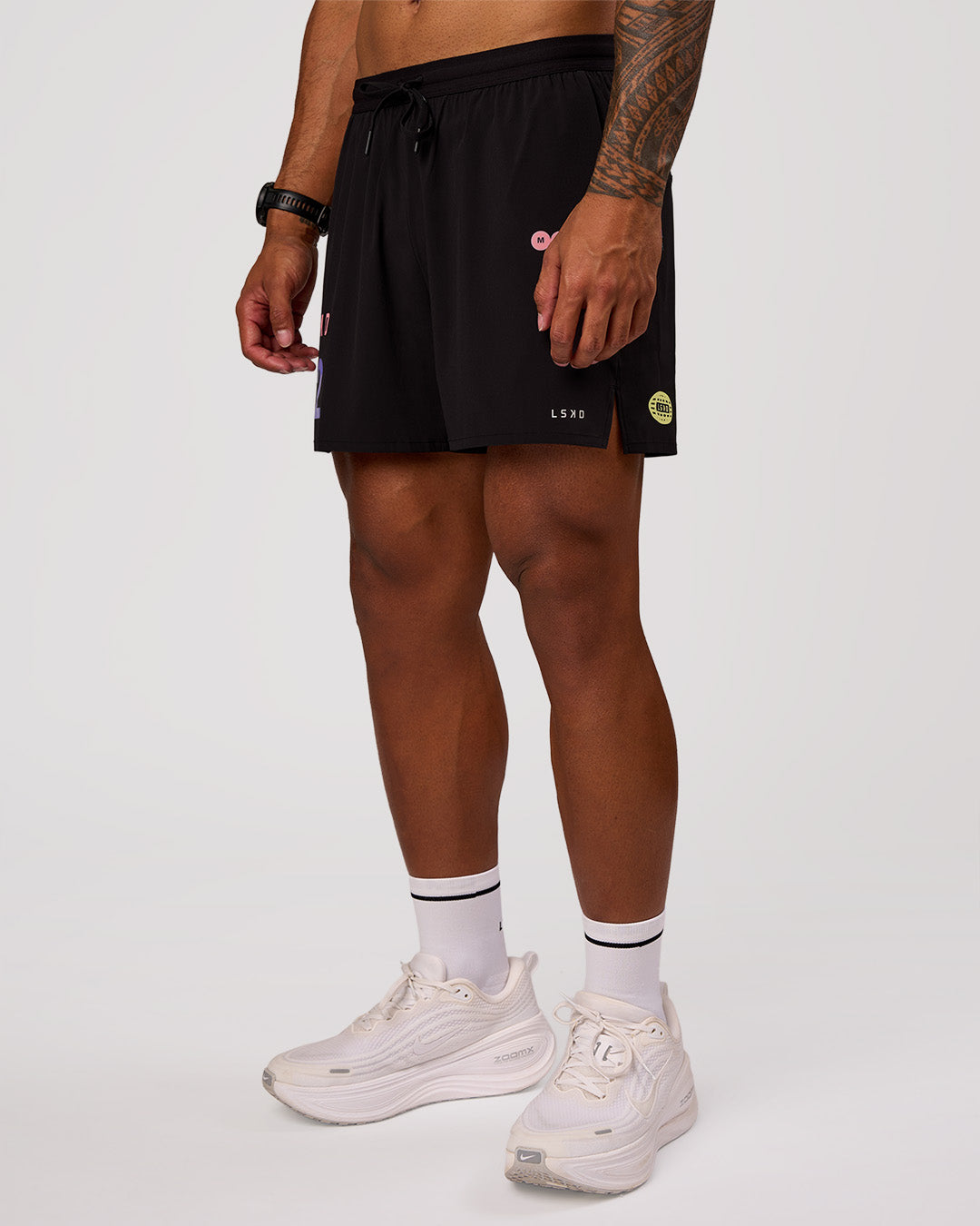 Man wearing Pace 5" Lined Running Short - Game Plan Black | Model:Xav | Size:L - view 11