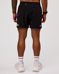 Man wearing Pace 5" Lined Running Short - Game Plan Black | Model:Xav | Size:L | Thumbnail Index: 11