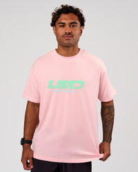 Man wearing Sideline FLXCotton Oversized Tee - Marshmallow-Jelly Mint | Model:Xav | Size:L | Thumbnail Index: 3