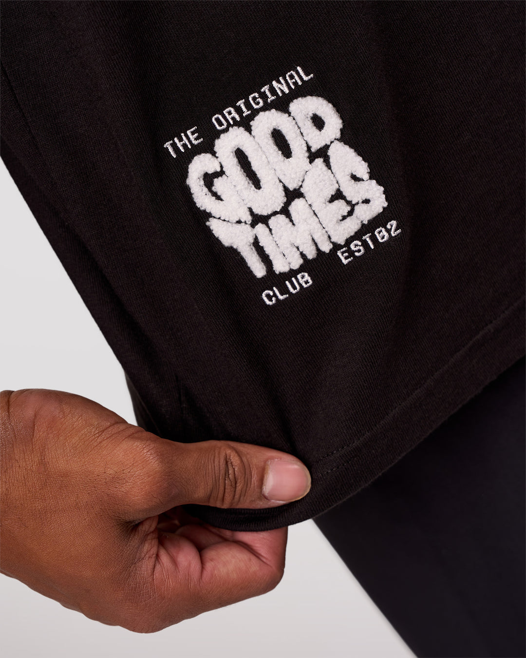 Man wearing Values Manifesto Heavyweight Oversized Tee  - Black-White | Model:Xav | Size:L - view 16