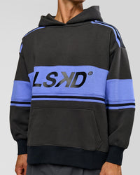 Man wearing A-Team Oversized Hoodie - Onyx-Bluebell | Model:Albert | Size:M | Thumbnail Index: 6