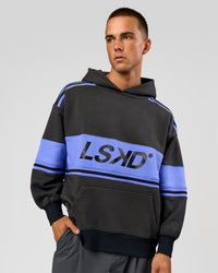 Man wearing A-Team Oversized Hoodie - Onyx-Bluebell | Model:Albert | Size:M | Thumbnail Index: 3