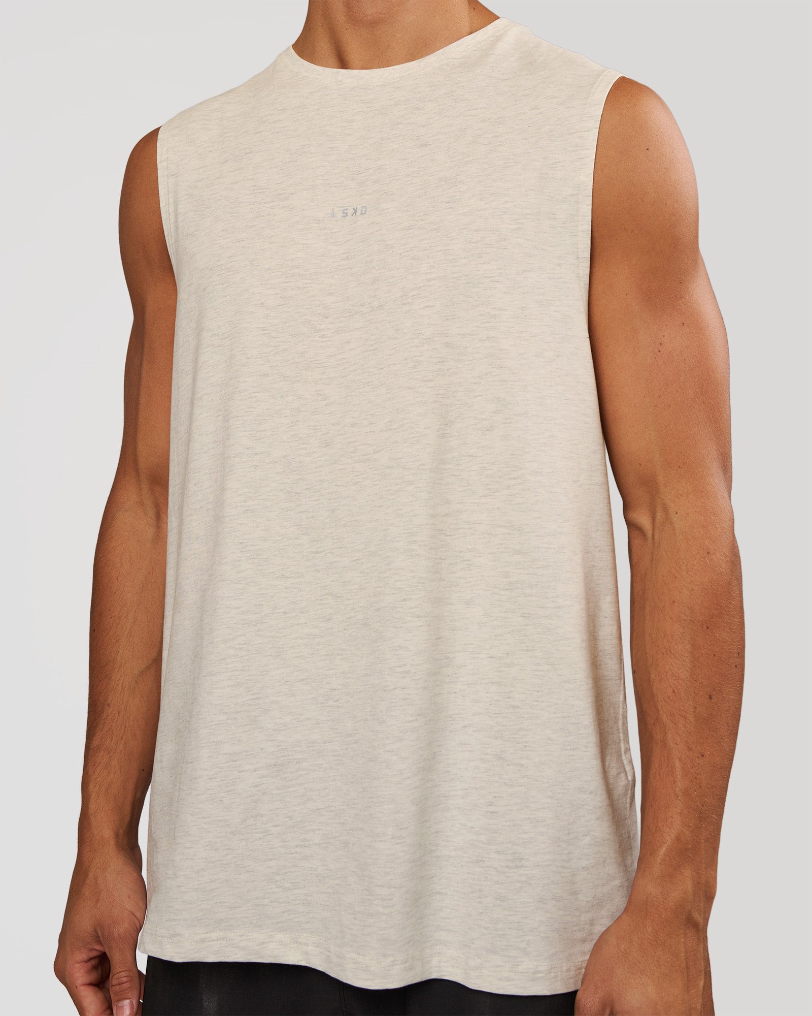 Man wearing Base FLXCotton Tank - Silver Marl | Model:Albert | Size:M