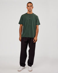 Man wearing Base FLXCotton Tee - Midnight Green Washed | Model:Albert | Size:M | Thumbnail Index: 2