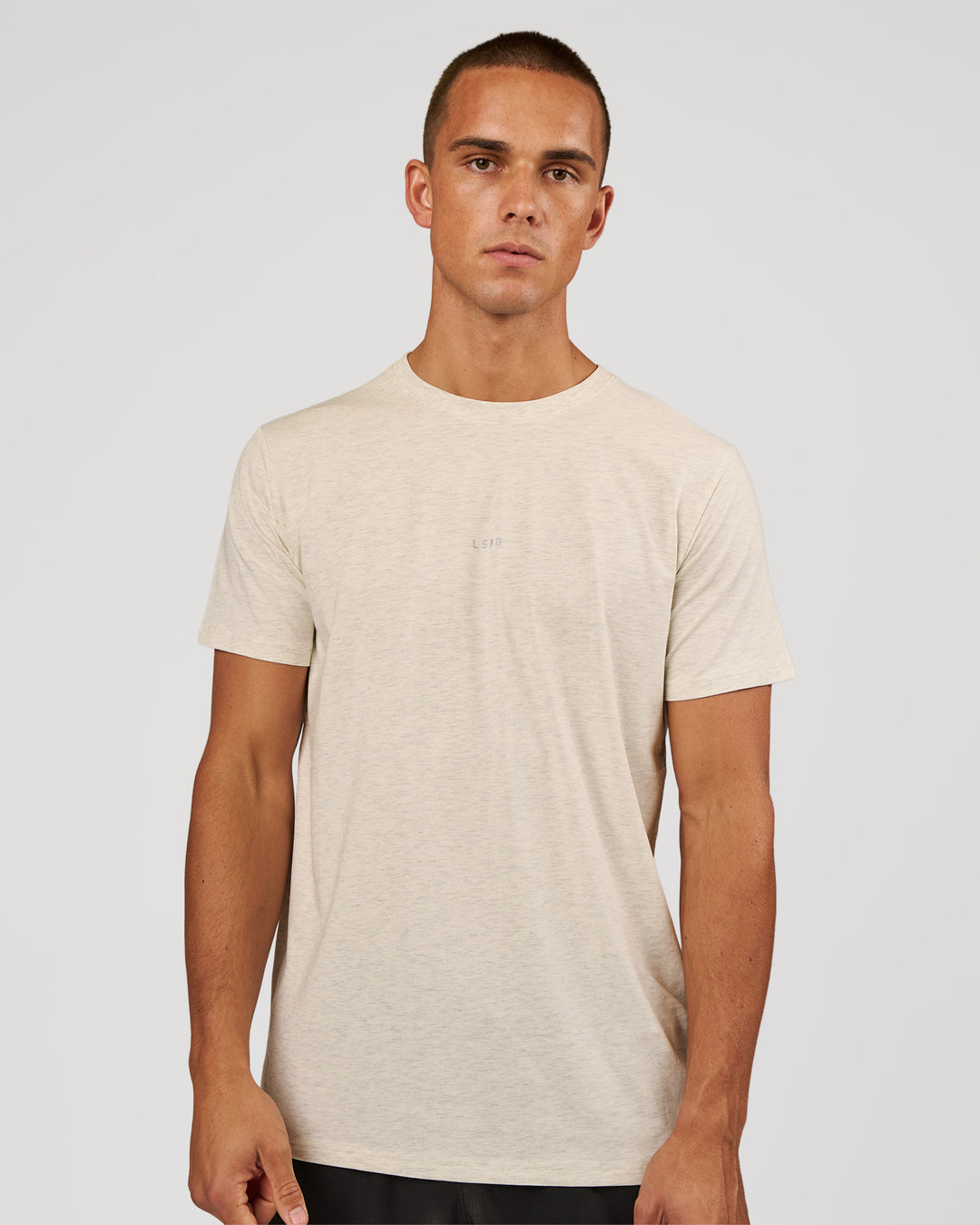 Man wearing Base FLXCotton Tee - Silver Marl | Model:Albert | Size:M - view 1